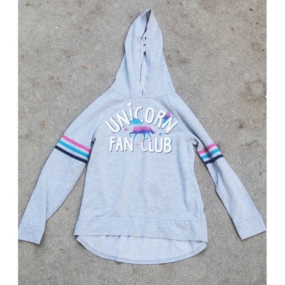 Total Girl unicorn fan club hoodie gray medium 10/12
